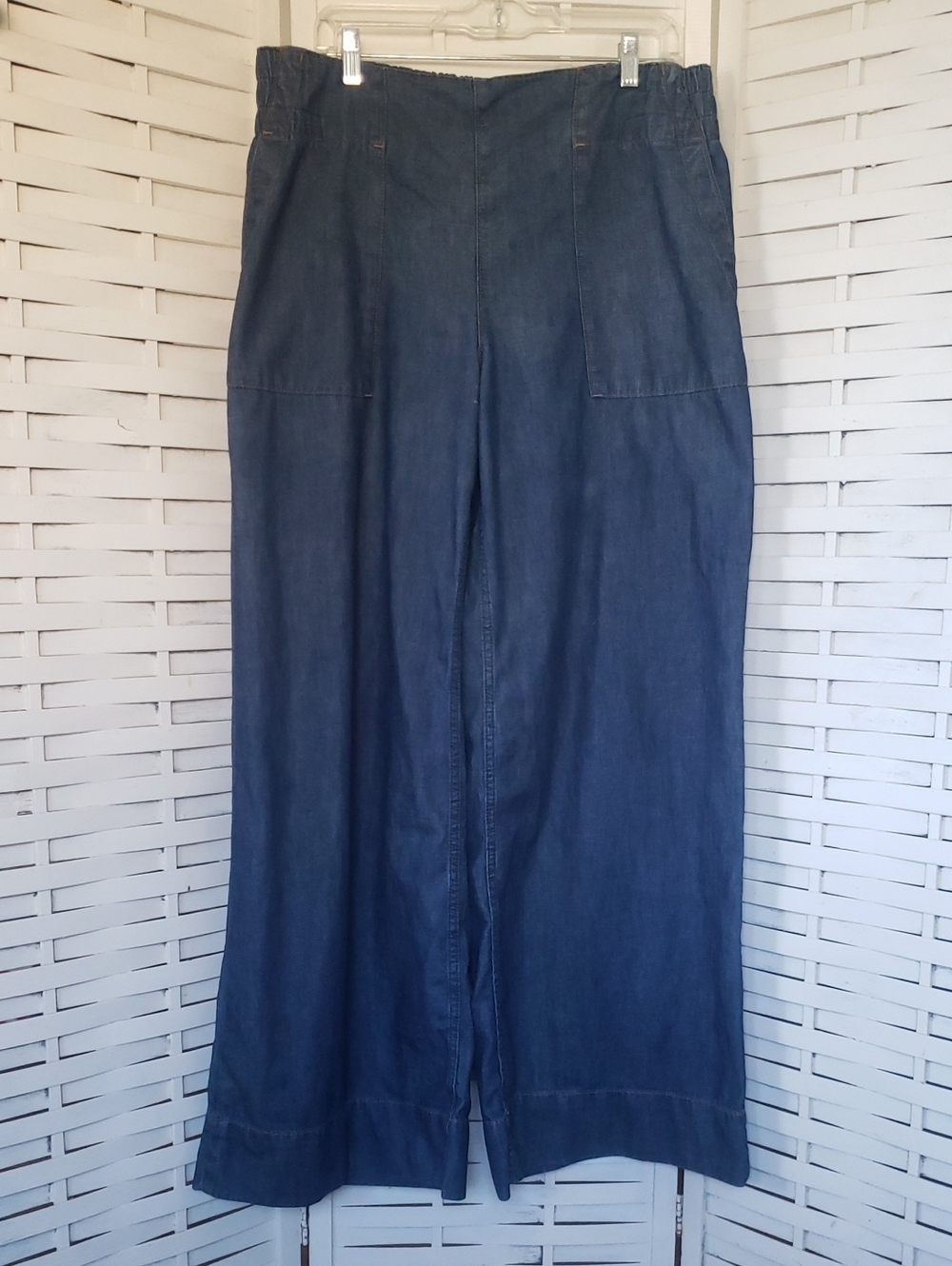 We The Free Breezy Denim Classic Wide-Leg Pull On Pants New Size L